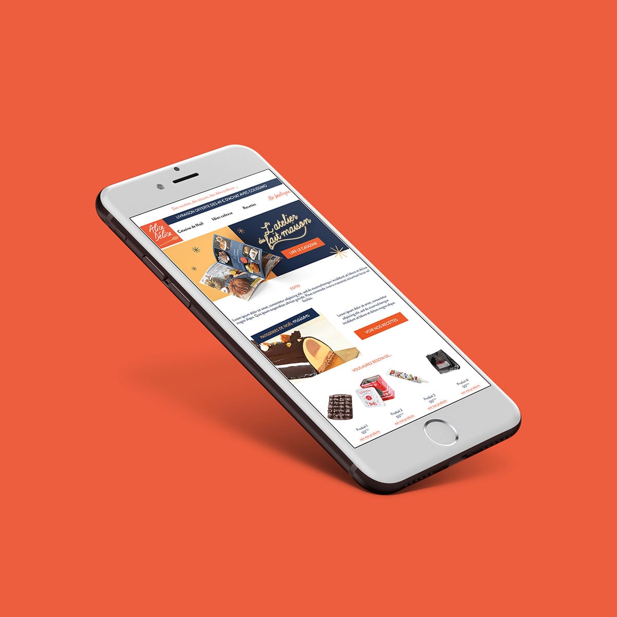 Déclinaison responsive des landing pages Alice Délice sur smartphone