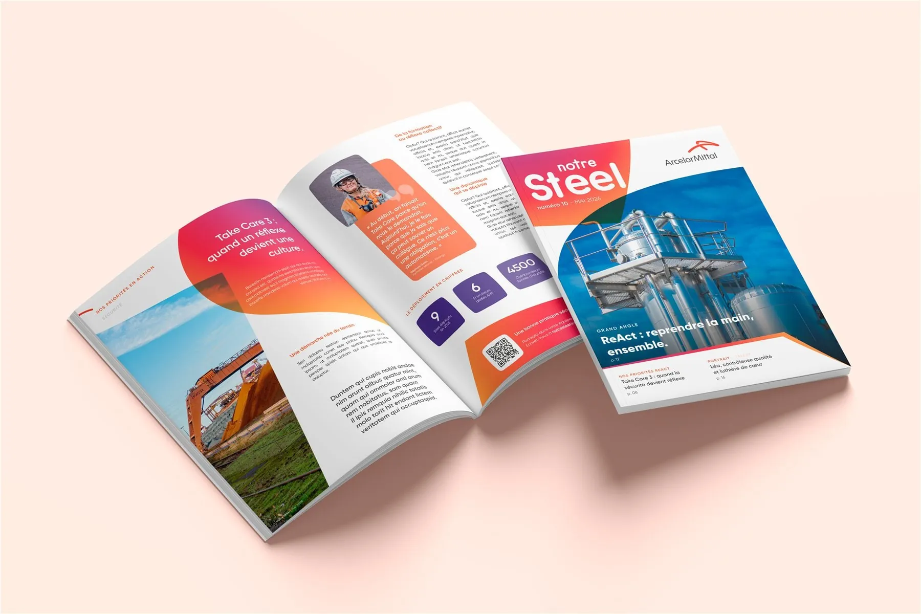 Projet ArcelorMittal : mockup du magazine interne