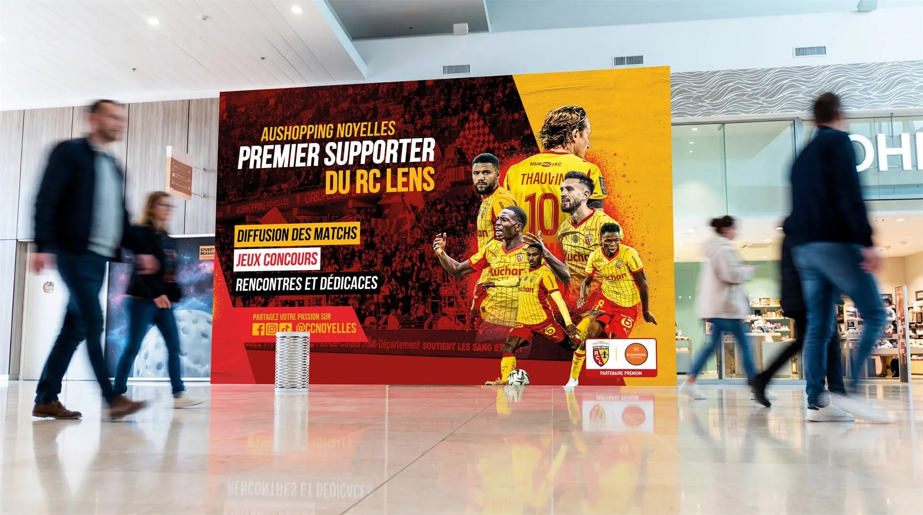 Projet Aushopping Noyelles × RC Lens : palissade premier supporter du club dans le centre commercial