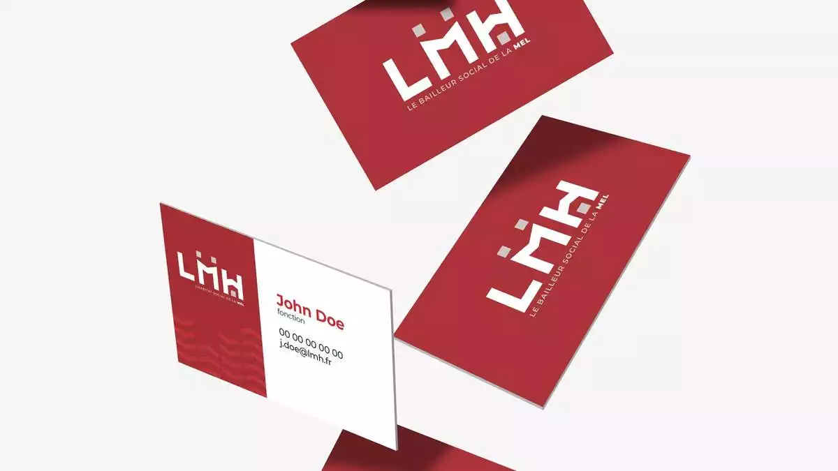 Cartes de visite LMH recto verso, rouge brique et blanc