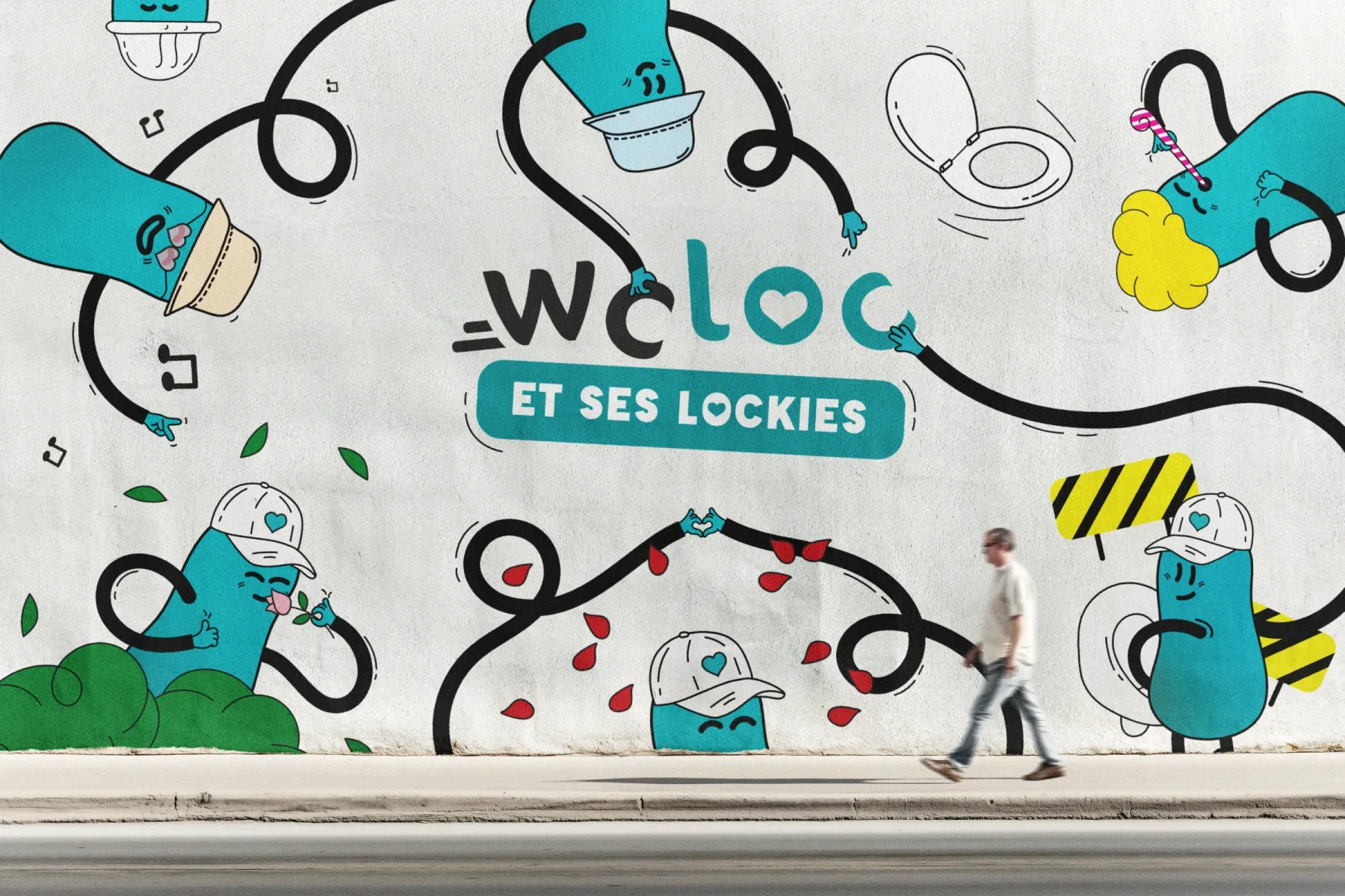 Projet WC Loc : fresque murale « WC Loc et ses lockies »