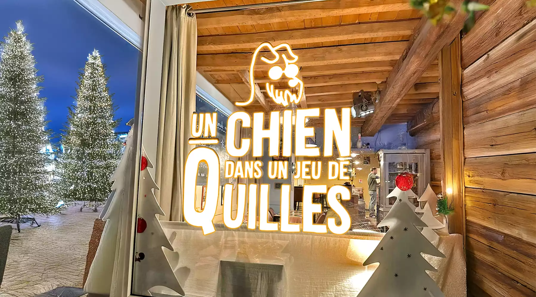 Logo Un chien dans un jeu de quilles